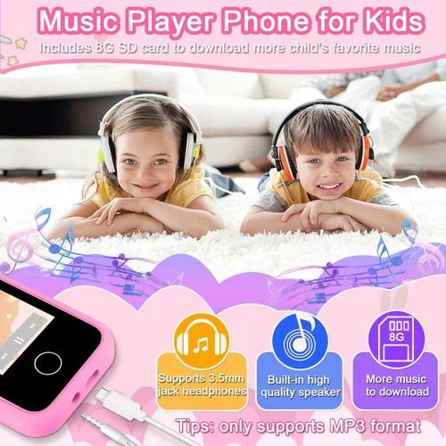 Miniatura 7 de Teléfono para Niños para Niñas Juguetes, Regalos para Niñas y Niños de 3 4 5 6 7 8 9 Años Juguetes de Navidad Cumpleaños para Niños, Teléfono Rosa