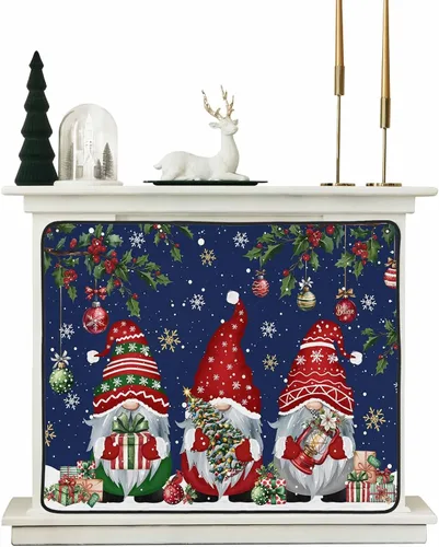 Miniatura 37 de Cubierta magnética azul para chimenea, detiene la pérdida de calor, pantalla de chimenea para interiores, bolas de gnomos de Navidad, árbol de copo