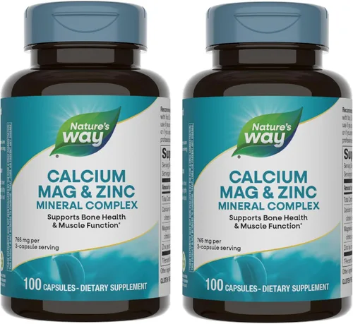 Nature's Way Complejo mineral de calcio, magnesio y zinc, apoya la salud ósea y la función muscular*, apoyo inmunológico*, 765 mg por porción de 3
