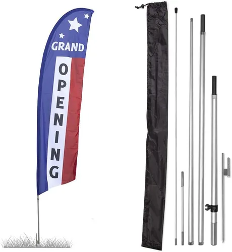 Miniatura 8 de Vispronet Kit de bandera de plumas de globo de gran apertura, asta de bandera Swooper de 13 pies con estaca para el suelo, base cruzada, bolsa
