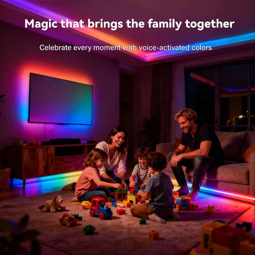 Miniatura 5 de Tira de luces LED activadas por voz AI, iluminación nocturna de dormitorio de niños para interiores, RGB IC, múltiples luces inteligentes regulables