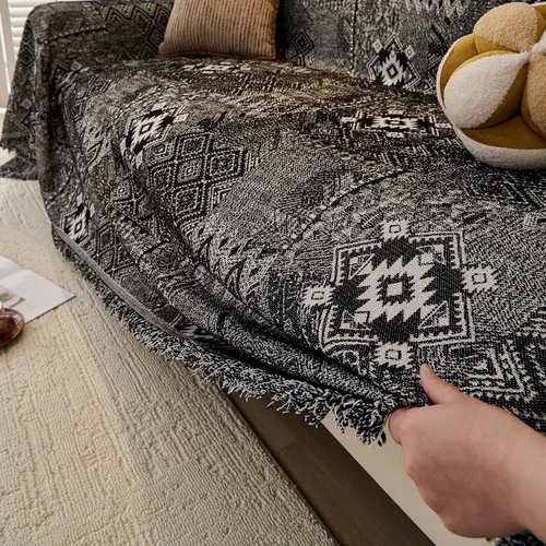 Miniatura 4 de DREAMINGO Fundas de sofá para sofá, estilo bohemio, geométrico y jacquard vintage, de 2 plazas, antideslizante, protector de muebles de felpilla