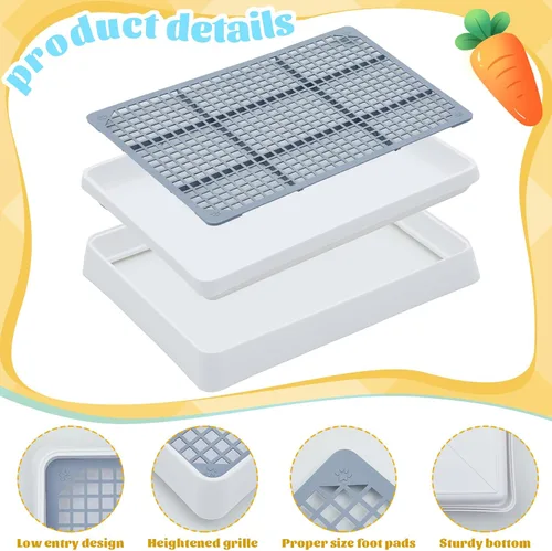 Miniatura 4 de Uiifan Caja de arena grande para conejillos de indias, bandeja de arena de conejillos de indias, 15 x 12.1 x 2.55 pulgadas, bandeja rectangular