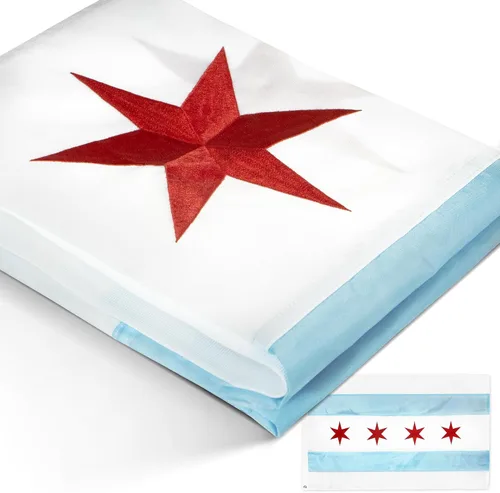 Anley EverStrong Series - Bandera de la ciudad de Chicago de 3 x 5 pies resistente, rayas bordadas y cosidas, 4 filas de costuras de cerradura,