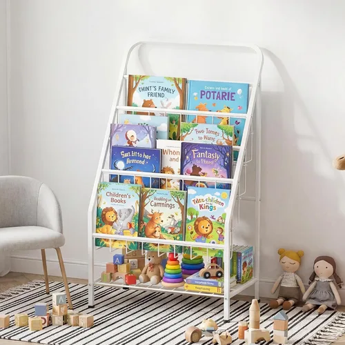 Miniatura 11 de JAQ Kids Bookshelf for Toddlers, 4-Tier Forward Facing Book Display Shelf for Nursery, Playroom & Classroom, Easy Assembly Sling Bookshelf for Small