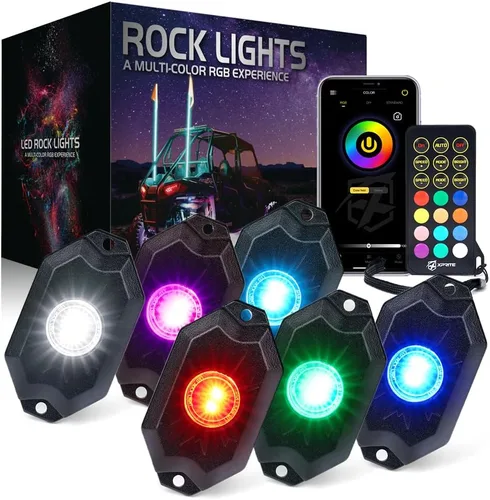 Miniatura 9 de Xprite - Kit de luces LED RGBW con Bluetooth y control remoto inalámbrico, luces de neón multicolor para vehículos, luces para ruedas y bajos