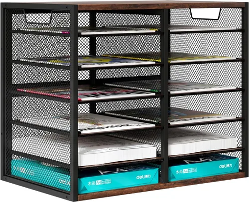 Miniatura 10 de PAG - Soporte para correo masivo, organizador de literatura ajustable para encimera, buzón de estudiante, organizador de papel de factura de Negro