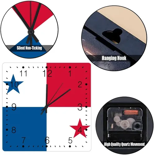 Miniatura 5 de Reloj de Panamá para pared, bandera de Panamá, retro, estilo granja, relojes de madera, bandera nacional, reloj de recuerdo silencioso, sin tictac