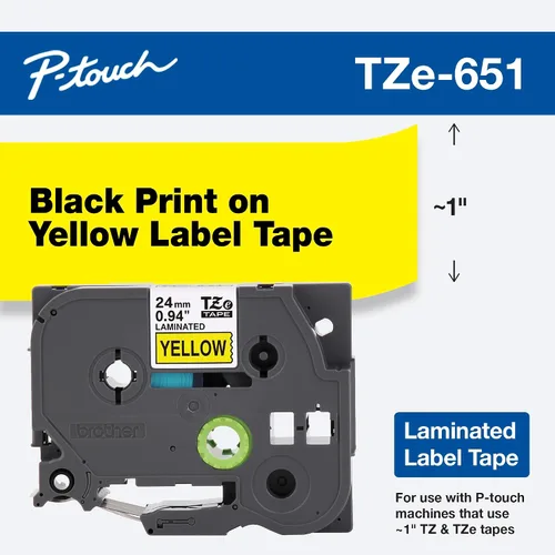 Miniatura 26 de Brother P-touch TZE-S951 - Cinta adhesiva laminada extra resistente de 1 pulgada (24 mm) de ancho, negro sobre plateado mate, laminada