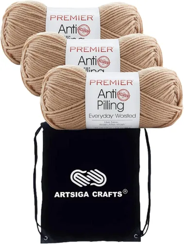 Miniatura 14 de Premier Yarns Everyday Anti-Pelusa Hilo Sólido Verde Pino DN100-8 (6-Madejas - Mismo Lote de Tinta) #4 Peso Estambre Acrílico para Tejer