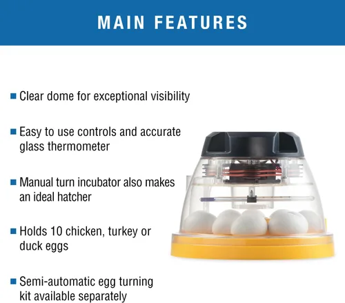 Miniatura 2 de Brinsea Mini II Eco Incubadora manual de huevos con recarga externa de agua, circulación de aire asistida por ventilador para incubar 10 pollo, pato