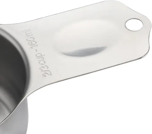 Miniatura 5 de Juego de 7 tazas medidoras de acero inoxidable apilables y resistentes para ingredientes secos y líquidos plateado