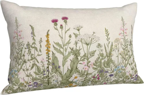 Miniatura 5 de AEIOAE Fundas de Almohada Verde Salvia de 12x20 Pulgadas Juego de 2, Fundas de Cojines Decorativos de Plantas de Flores Silvestres de Primavera