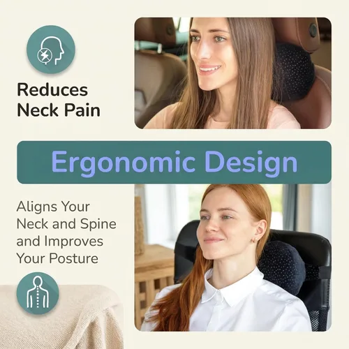 Miniatura 3 de Almohada para el cuello del automóvil para conducir, almohada de espuma viscoelástica con bolsa portátil fácil de transportar, almohada compacta