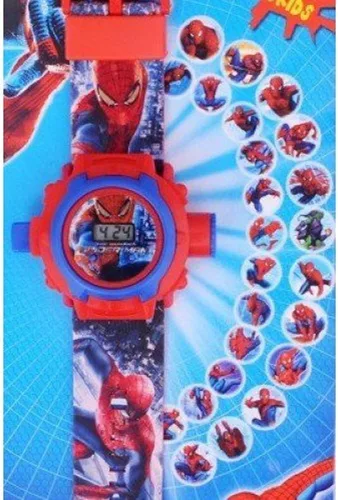 Miniatura 3 de Pappi Haunt Kids Favorite - Paquete de 2 relojes de pulsera con proyector Spiderman para niños, niños y automóvil, reloj despertador de escritorio