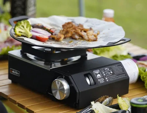 Miniatura 8 de Estufa de gas butano con funda de transporte, estufa portátil para campamento, control de calor preciso, estufa de campamento para patio, cocina