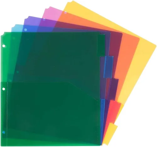 Miniatura 12 de JAM PAPER Separadores de Índice de Plástico de 5 Pestañas - 9 3/4 x 11 1/2 pulgadas - Multicolor Surtido - 5 Separadores con Pestañas/Paquete 1
