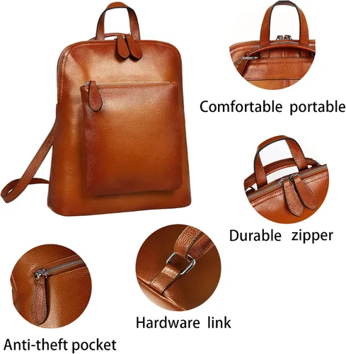 Miniatura 5 de Heshe Mochila de piel vintage casual para mujer para damas y niñas