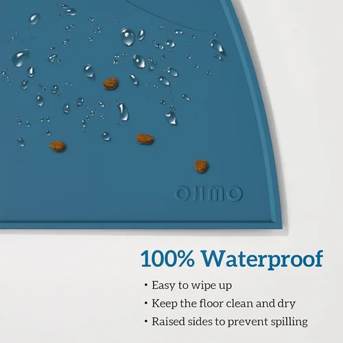 Miniatura 48 de OHMO - Tapete de silicona para alimentos para gatos, tapete de alimentación de mascotas para el piso, antideslizante e impermeable, bandeja de agua
