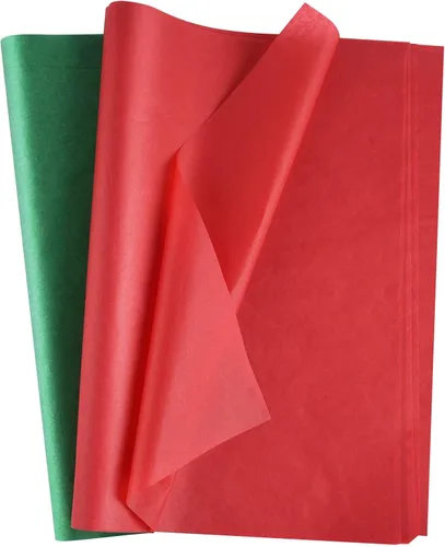 MIAHART 60 hojas de papel de seda navideño a granel 50x35cm, papel de regalo rojo y verde para DIY y bolsas de regalo para manualidades y decoración