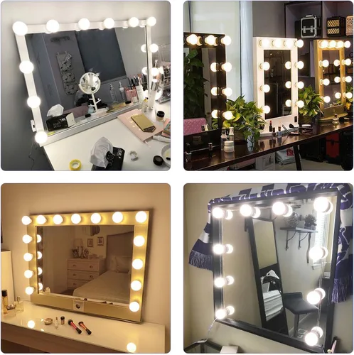 Miniatura 3 de Luces de Espejo de Tocador, 10 Bombillas Regulables DIY Estilo Hollywood Luces LED de Espejo de Maquillaje con Cable USB, Tira de Luminaria