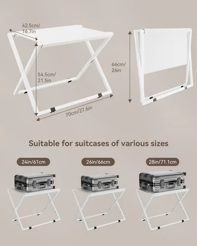 Miniatura 3 de IBUYKE Soporte de equipaje para todos los tamaños de maleta, soporte de equipaje de metal, soporte plegable para maleta, fácil de montar