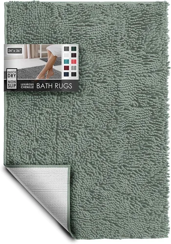 Miniatura 60 de Hearth & Harbor Alfombras de baño, tapete de baño de chenilla - Alfombras de baño lavables a máquina para baño con respaldo antideslizante de goma