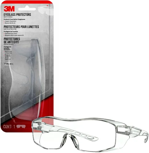 3M Protectores para gafas, lentes resistentes a alto impacto, bloquea el 99.9% de los rayos UV, diseñado para usarse sobre gafas graduadas, lentes