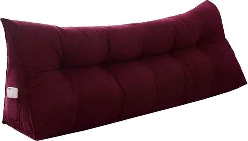Miniatura 19 de Almohada de cuña para pared de cama, cabecera de almohada de respaldo de cama, almohada de lectura triangular grande, con funda extraíble