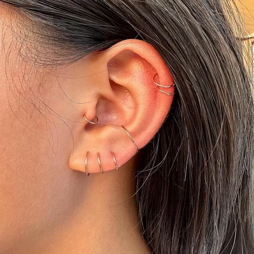 Miniatura 106 de Small Gold or Sterling Silver Huggie Hoop Earrings for Women Cartilage Nose Helix Tragus