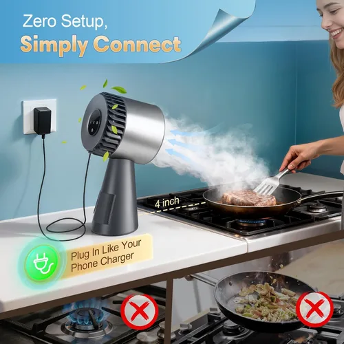 Miniatura 4 de Campana extractora portátil, ventilador de extracción de cocina con 3 velocidades, gran recolección de aceite y bajo ruido, campana extractora sin