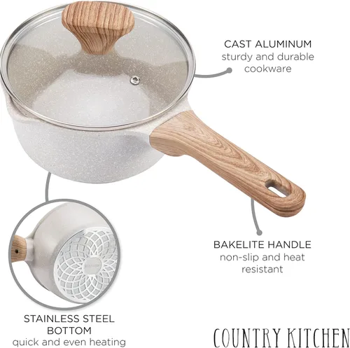 Miniatura 2 de Country Kitchen Juego de utensilios de cocina de aluminio fundido antiadherente, utensilios de cocina duraderos para cocinar todos los días, crema