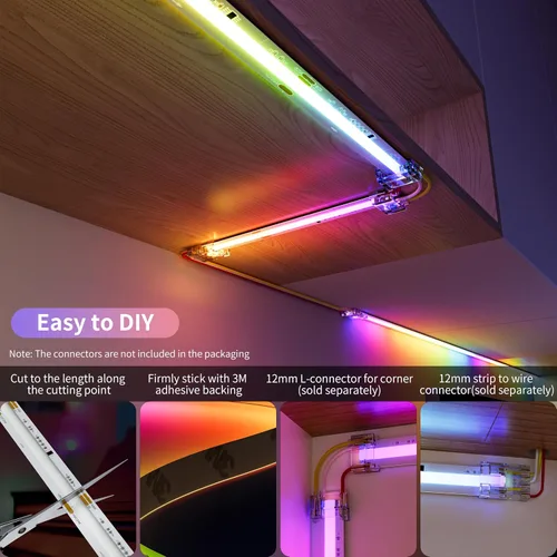 Miniatura 5 de PAUTIX Tira de luces LED RGB Smart IC COB, 6.56 pies/6.6 ft direccionable con certificación UL de 24 V, cinta flexible de color multicolor, funciona