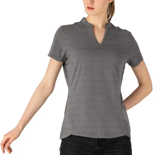 Miniatura 35 de Gopune Polo de golf con cuello en V para mujer, sin cuello, manga corta, ligera, de secado rápido, camisetas de tenis para correr