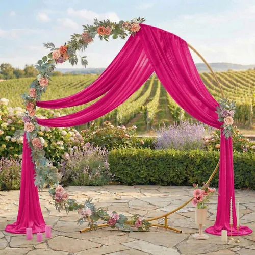 Miniatura 3 de MDS Paquete de 2 paneles de cortina para arco de boda (30 pulgadas de ancho x 30 pies de largo) tela de gasa transparente para boda, ceremonia, Rosa
