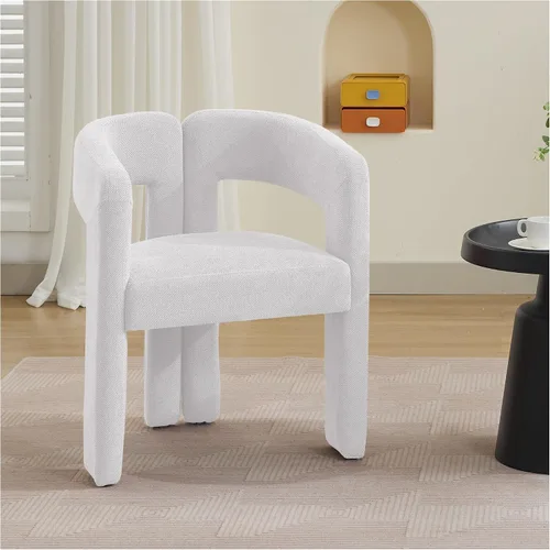 Miniatura 13 de adochr Modernas sillas de comedor de barril, silla de comedor tapizada de lino con patas de madera, sillas decorativas con brazos, cómodos sillones