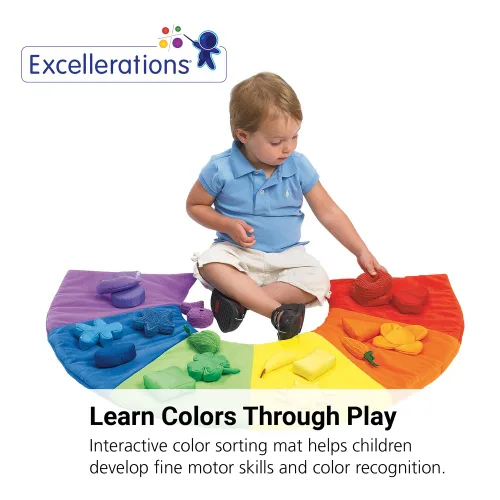Miniatura 3 de Excellerations Colorido juguete de clasificación y conteo para niños pequeños, 19 piezas de clasificación de felpa y 1 tapete de felpa lavable de 24