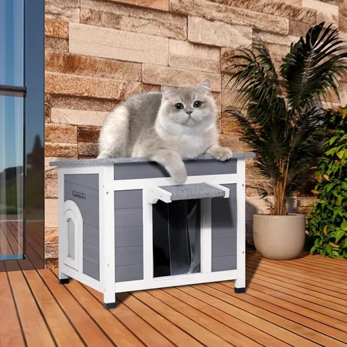 Miniatura 2 de GEGURI - Casa de gatos al aire libre, refugio resistente a la intemperie para gatos ferales para el invierno