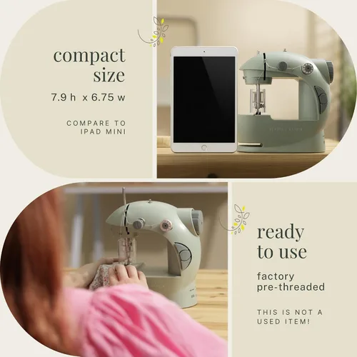 Miniatura 6 de Hearth & Harbor Minimáquina de coser para principiantes, máquina de coser portátil de doble velocidad pequeña para niños y adultos con mesa