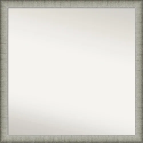 Miniatura 531 de Amanti Art Espejo de baño plateado para sobre fregadero, 25 x 25 pulgadas, espejo de tocador cuadrado estrecho de níquel cepillado, marco de madera