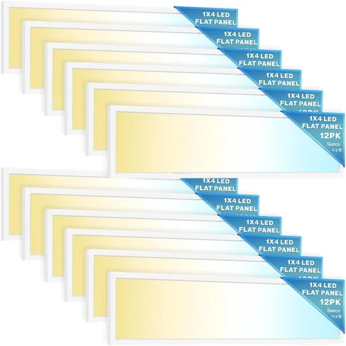 Miniatura 9 de Sunco - Paquete de 12 luces LED de panel plano de 1x2, CCT doble seleccionable 3500K/4000K/5000K y potencia seleccionable 16W/18W/20W, 2000 LM