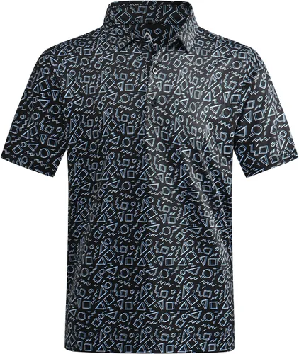 Miniatura 49 de DEOLAX Camisa de golf para hombre, con estampado de moda, atlética, de manga corta, clásica, casual, ajuste seco, suave, para hombres