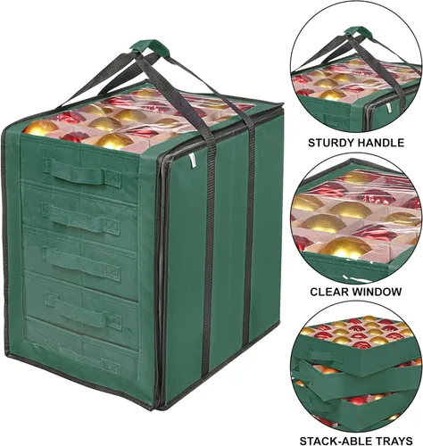 Miniatura 3 de ProPik Cajas de Almacenamiento de Adornos Navideños con Divisores - 5 Bandejas Separadas - Soporte para Adornos - Mantiene 100 Adornos Navideños