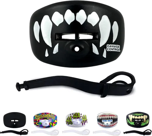 Miniatura 14 de DAMAGE CONTROL Protector Bucal Pacifier – Protector bucal de fútbol americano con correa para casco, protege los dientes, la mandíbula y la boca