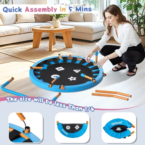 Miniatura 4 de 3FT Toddler Trampoline with Adjustable Handlebar, 36" Foldable & Spring-Free, Mini Kids Indoor Outdoor Trampoline for Ages 1-6, Noiseless Jumping
