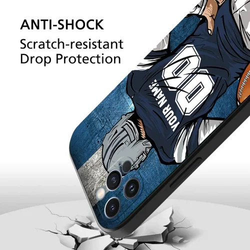 Miniatura 4 de Funda personalizada con nombre y número del equipo de fútbol para iPhone 17 Air 16 15 14 13 12 11 Pro Max mini Xr Xs X 7 8 Plus SE 6s 6, funda Negro