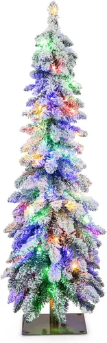 Miniatura 30 de Goplus Árbol de Navidad negro sin luz de 7.5 pies, árbol de Halloween artificial con 1258 puntas de rama, soporte de metal, árbol completo