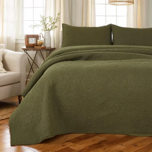 Miniatura 19 de Brandream Juego de Ropa de Cama Acolchado con Medallón de Lujo Tamaño King de Algodón Estilo Granja Juego de Edredón Tamaño Queen Colcha Matelassé