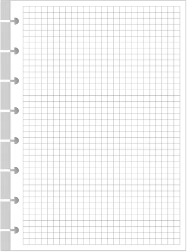 A5 TUL Papel de recambio cuadriculado con sistema de discos, papel cuadriculado con sistema de 8 discos, 100 hojas/200 páginas, papel cuadriculado
