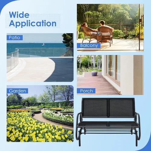 Miniatura 7 de Giantex Silla Planeadora Columpio de 48 Pulgadas con Amplio Espacio, Silla Planeadora de Salón Columpio para 2 Personas, Cómodo Banco de Patio